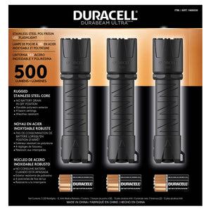 DURACELL DURABEAM 500 Lumen Ultra LED Flashlight -  3 Pack