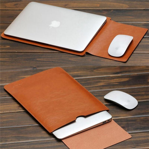 Image of Brown Leather Laptop Sleeve